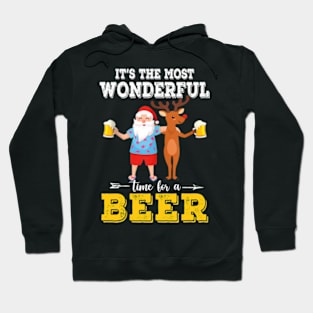 It's the Most Wonderful Time for a Beer Reindeer Santa Tropical Christmas Hoodie